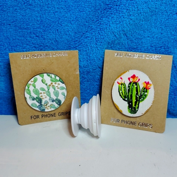 Tipi Other - Popsocket Phone Grip Cactus Wood Phone Grip Charms and Popsocket
